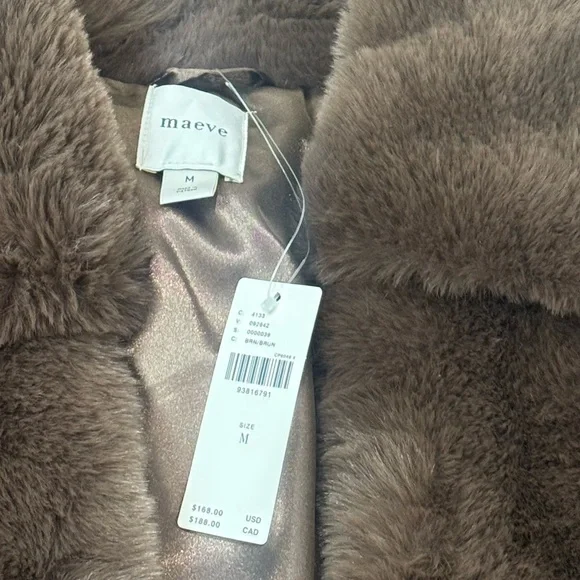 Maeve Chocolate Faux Fur Coat - Picture 4 of 9